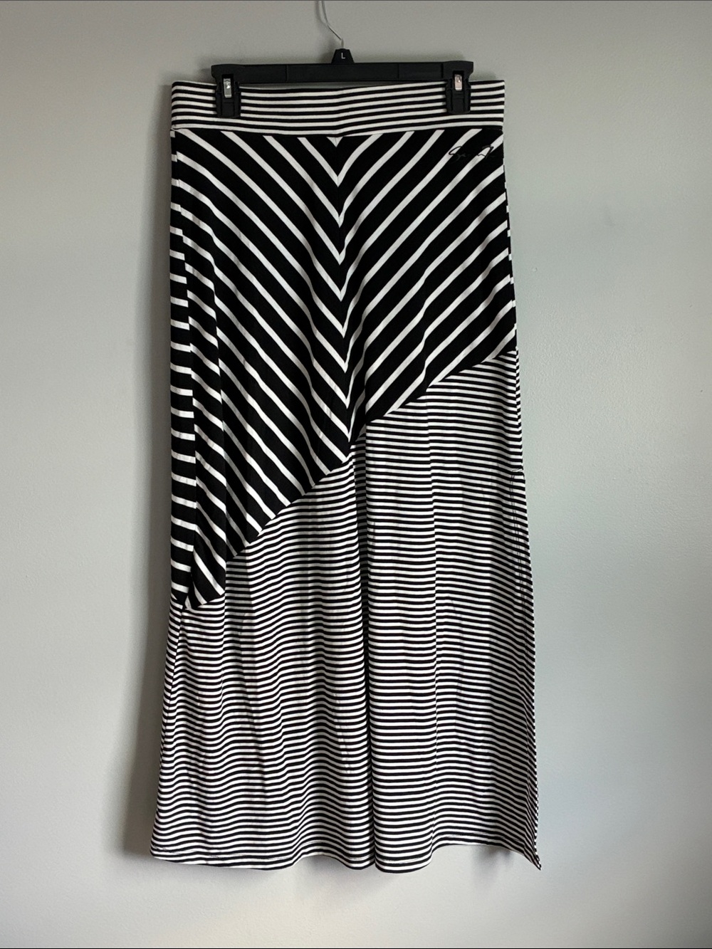 Seven7 Black and White Striped Maxi Skirt
